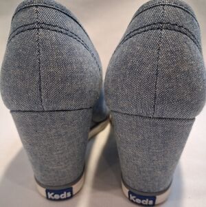 Woman's Light Blue Twill 3" Wedges Size 7.5